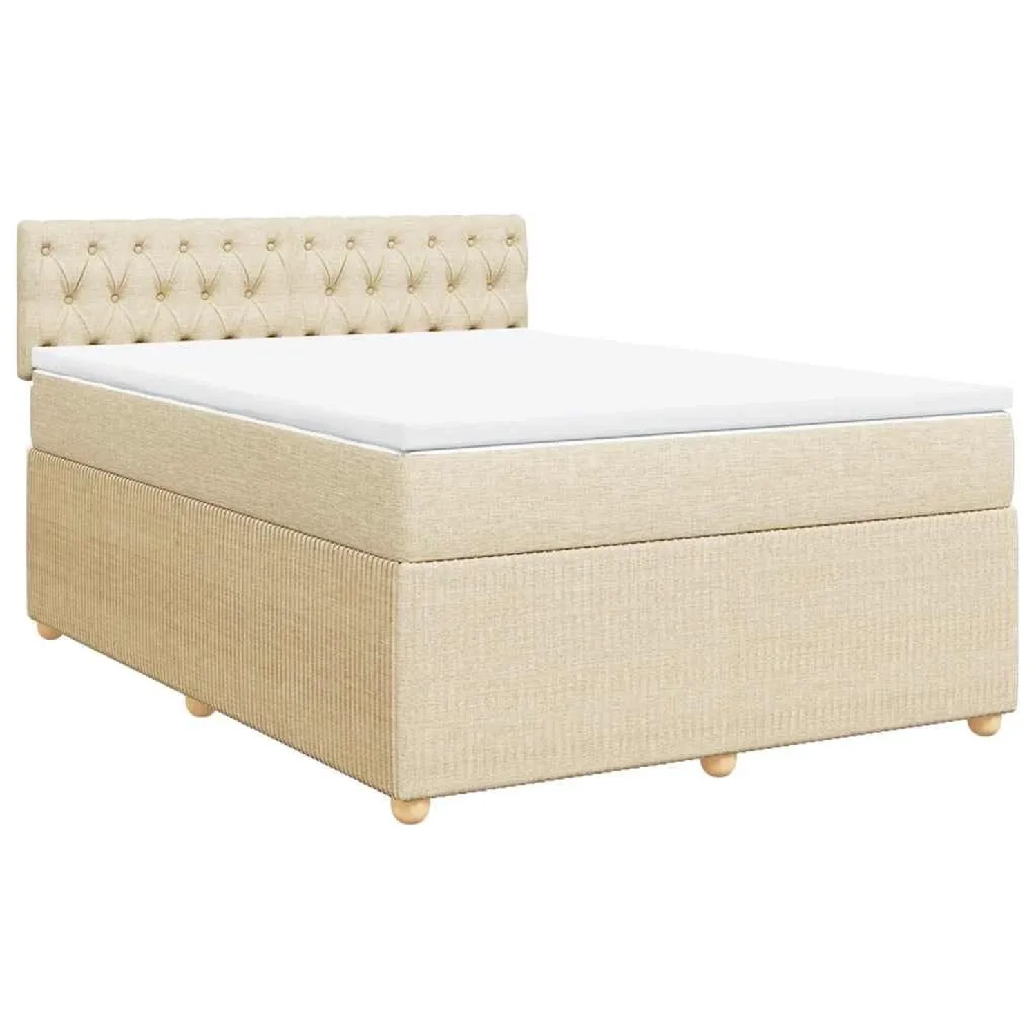 vidaXL Boxspringbett mit Matratze Creme 140x200 cm Stoff 3289791