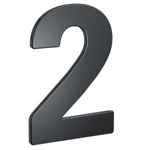 Hausnummer 2 von Basi, Stahl Anthrazit, zur Montage an der Hauswand.