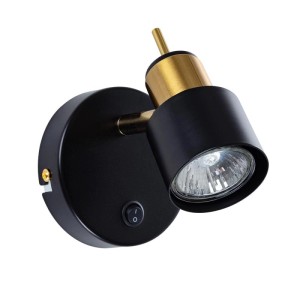 Arte Lamp Wandleuchte Almach GU10, schwarz-goldenes Metall, verstellbarer Spot, mit Schalter.