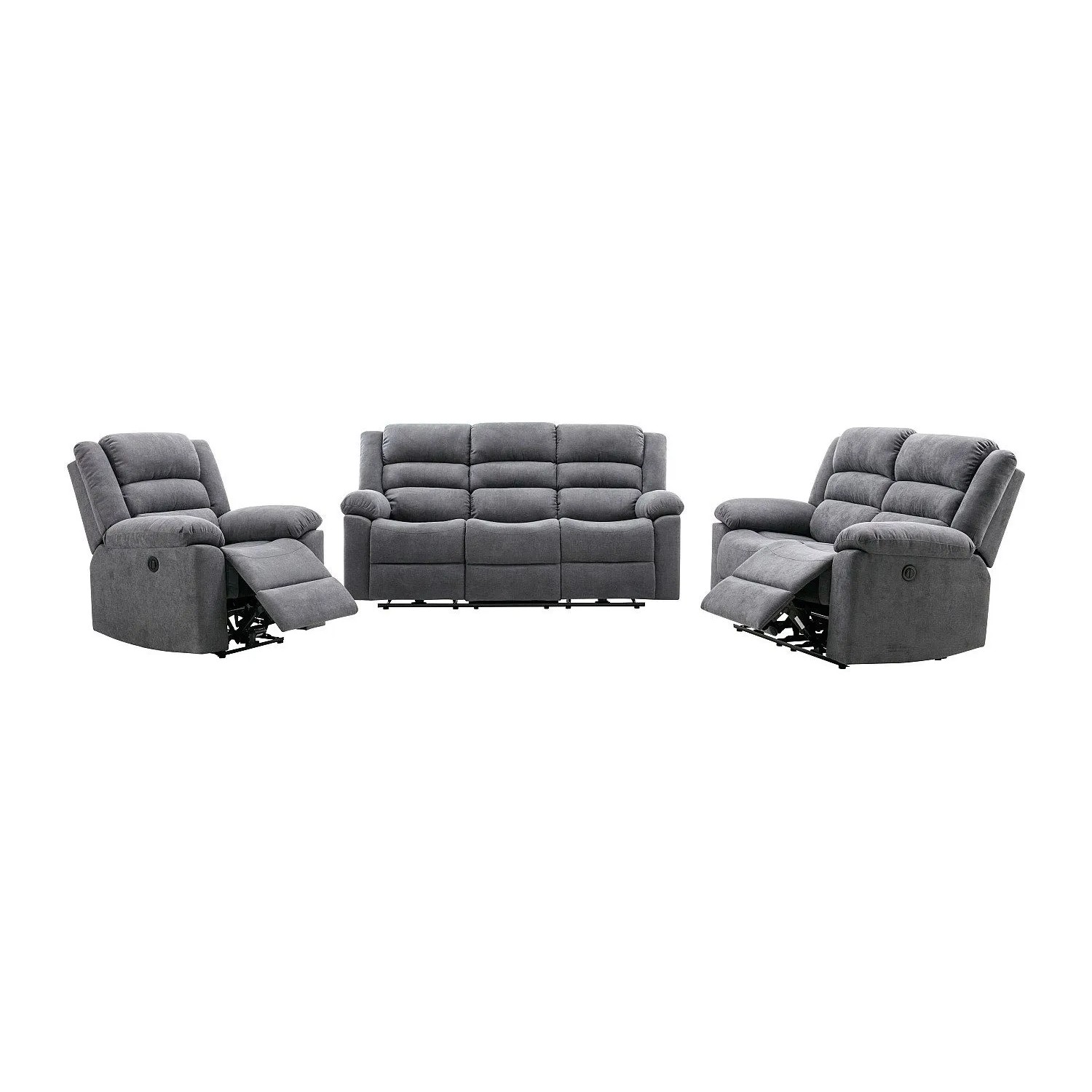 Vente-unique Couchgarnitur Mit Sessel Burolo Grau 92 cm  144 cm  199 cm