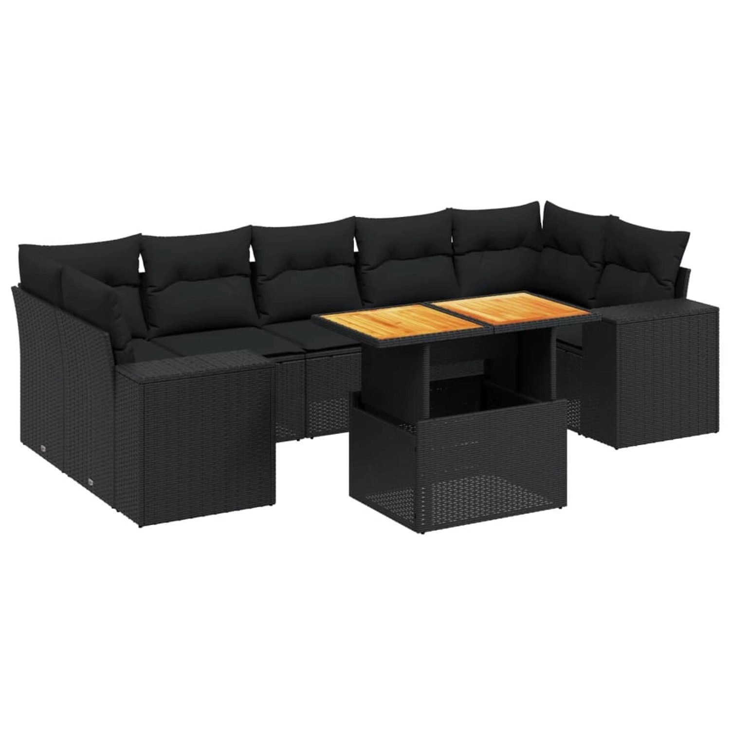vidaXL 8-Tlg Garten-Sofagarnitur mit Kissen Schwarz Poly Rattan 3272546 günstig online kaufen