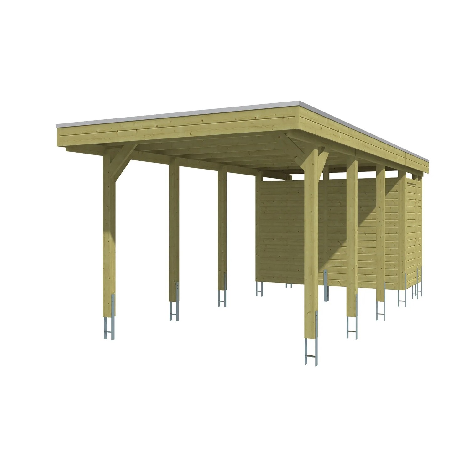 Skan Holz Carport-Set Friesland B mit Abstellraum 320 cm x 708 cm Grün