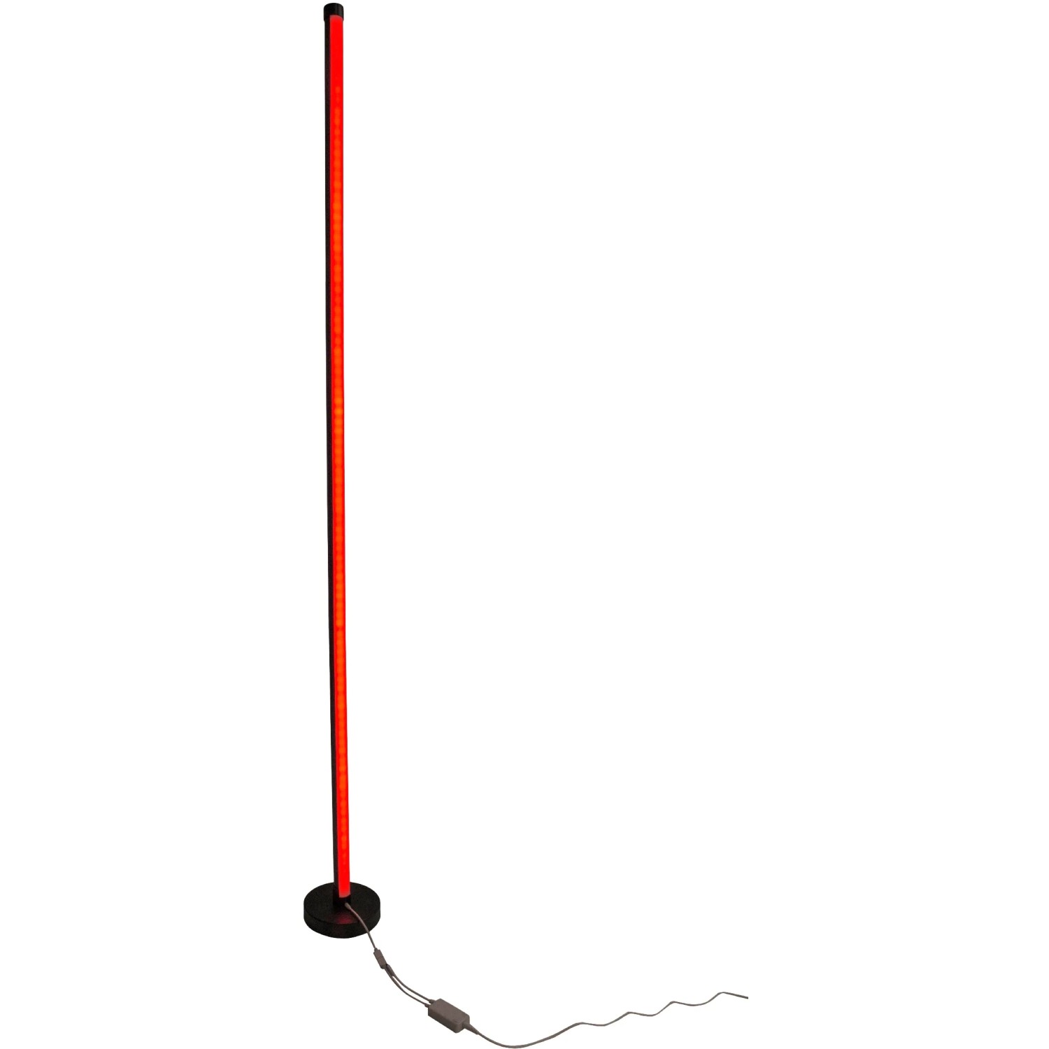 Näve LED-Stehleuchte Digital Motion Light, 150 cm, mit rotem Licht und schwarzem Fuß.