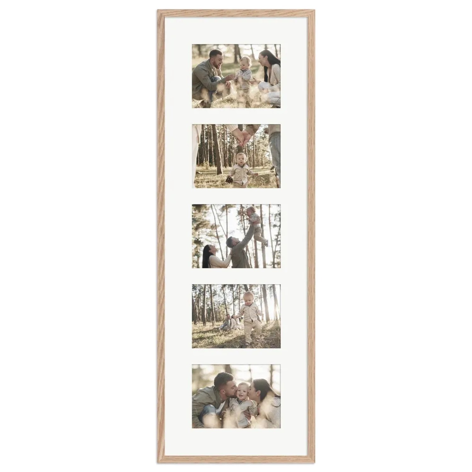 WANDStyle Galerierahmen in Eiche-Optik für 5 Fotos (13x18 cm). Holzrahmen für die Wand.