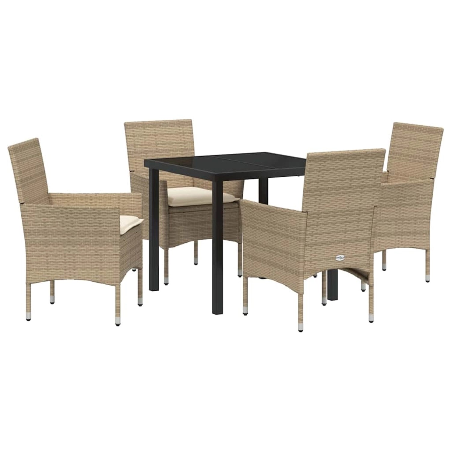 vidaXL Garten Essgruppe mit Kissen 5-Tlg Beige Poly Rattan 3379801 günstig online kaufen