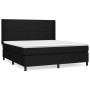 Schwarzes vidaXL Boxspringbett (160x200 cm) mit Matratze und Kopfteil.