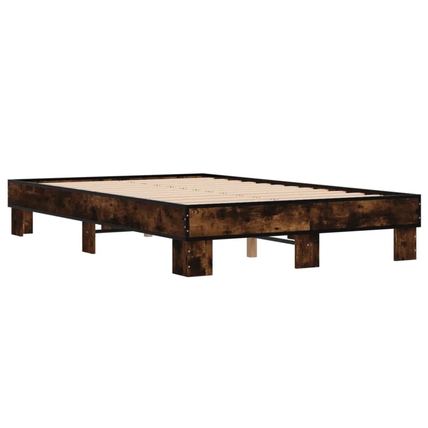 vidaXL Bettgestell Räuchereiche 140x190 cm Holzwerkstoff und Metall 845899 günstig online kaufen