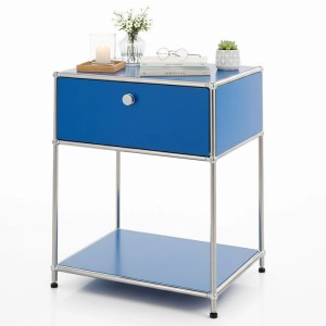 Blaues Floordirekt Metallregal Concept Epure MK-139 Beistelltisch mit Schublade und Ablage, 50x40x65 cm.