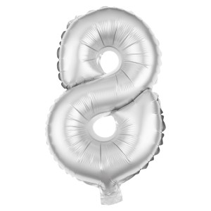Party Factory Folienballon 100 cm Zahl 8 Silber Ø 100 cm