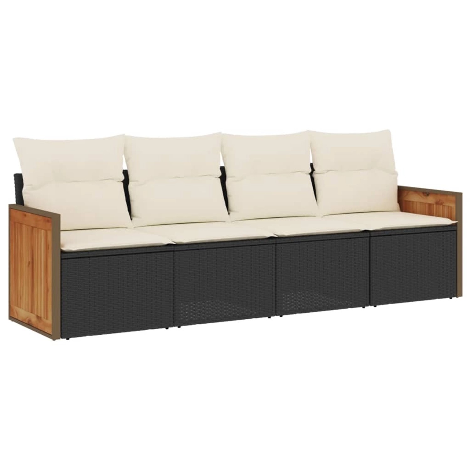 vidaXL 4-Tlg Garten-Sofagarnitur mit Kissen Schwarz Poly Rattan 3259851 günstig online kaufen