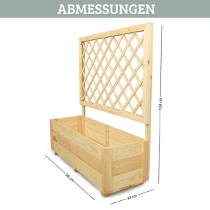 DELUKE Pflanzkasten mit Rankgitter THIO mit Vlies Handschuhe Hochbeet mit Rankhilfe Blumenkasten für Kletterpflanzen 98cm Breit