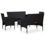Schwarzes 5-tlg. Garten Lounge Set aus Poly Rattan mit Auflagen. Gartenmöbel für Terrasse und Balkon.