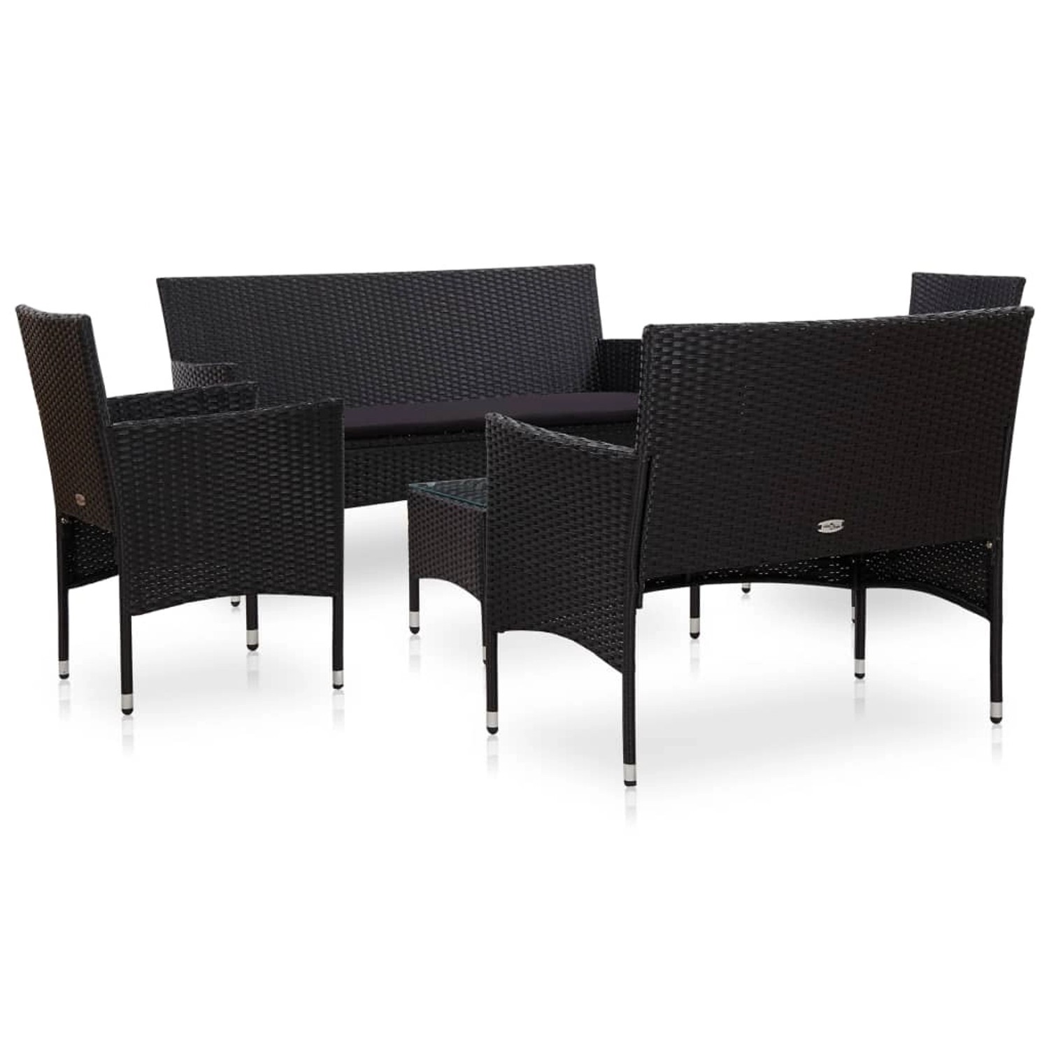 5-tlg. Garten-lounge-set Mit Auflagen Poly Rattan Schwarz günstig online kaufen