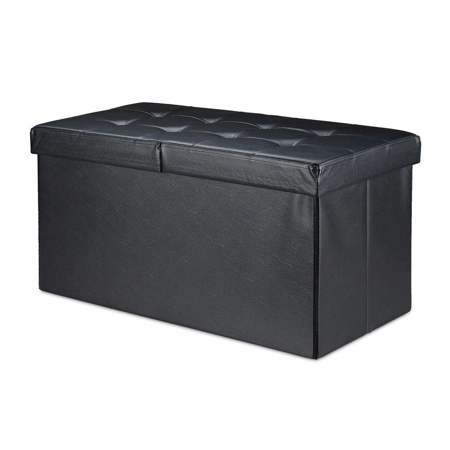 Relaxdays Sitzbank Kunstleder Schwarz Klappbar 39 cm x 75 cm x 37 cm 6,1 kg
