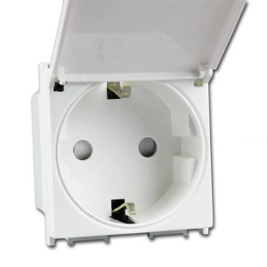 TEM MODUL PLUS Schuko Steckdose Klappdeckel 2M Weiß