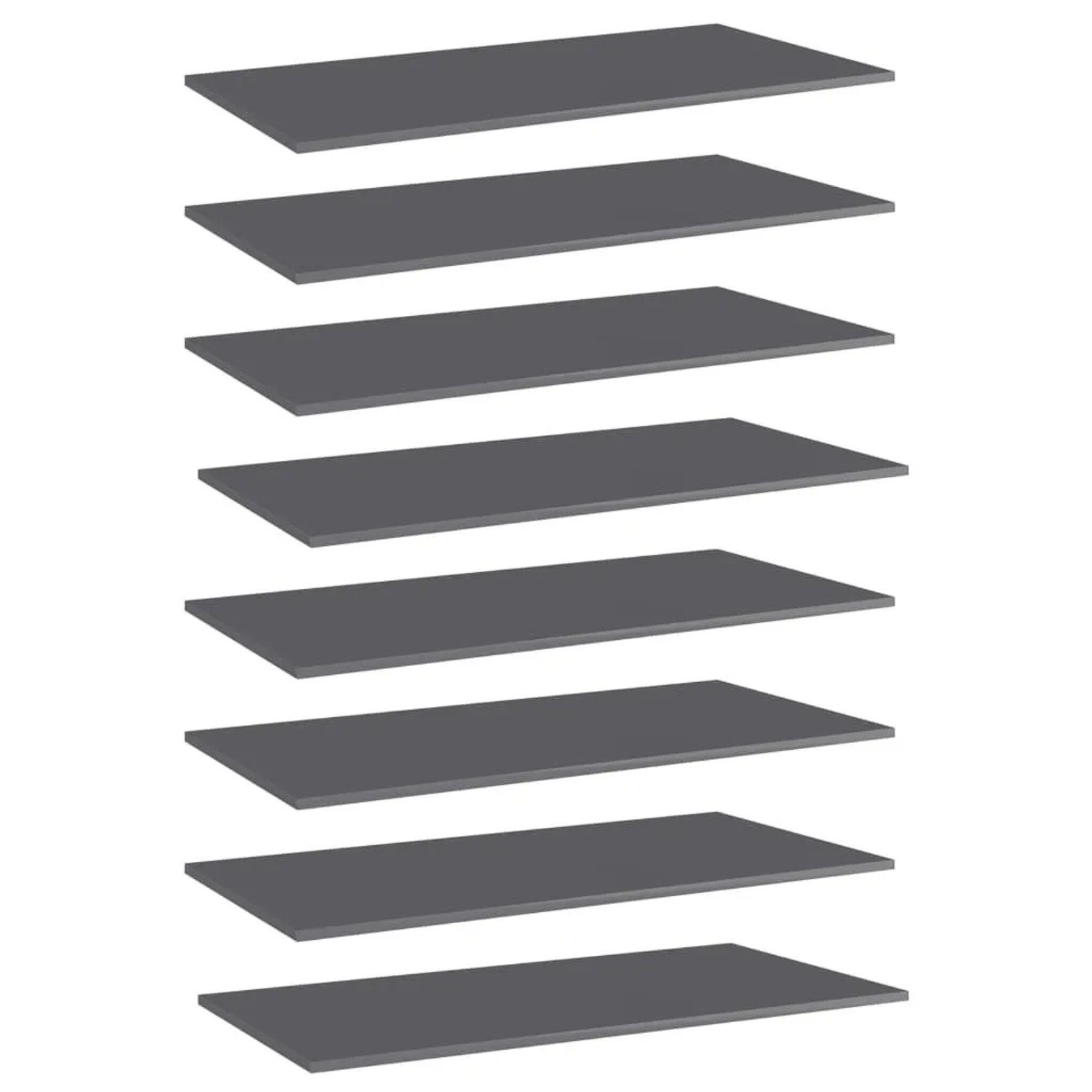 vidaXL Bücherregal-Bretter 8 Stk Hochglanz-Grau 80x30x1,5 cm 805329