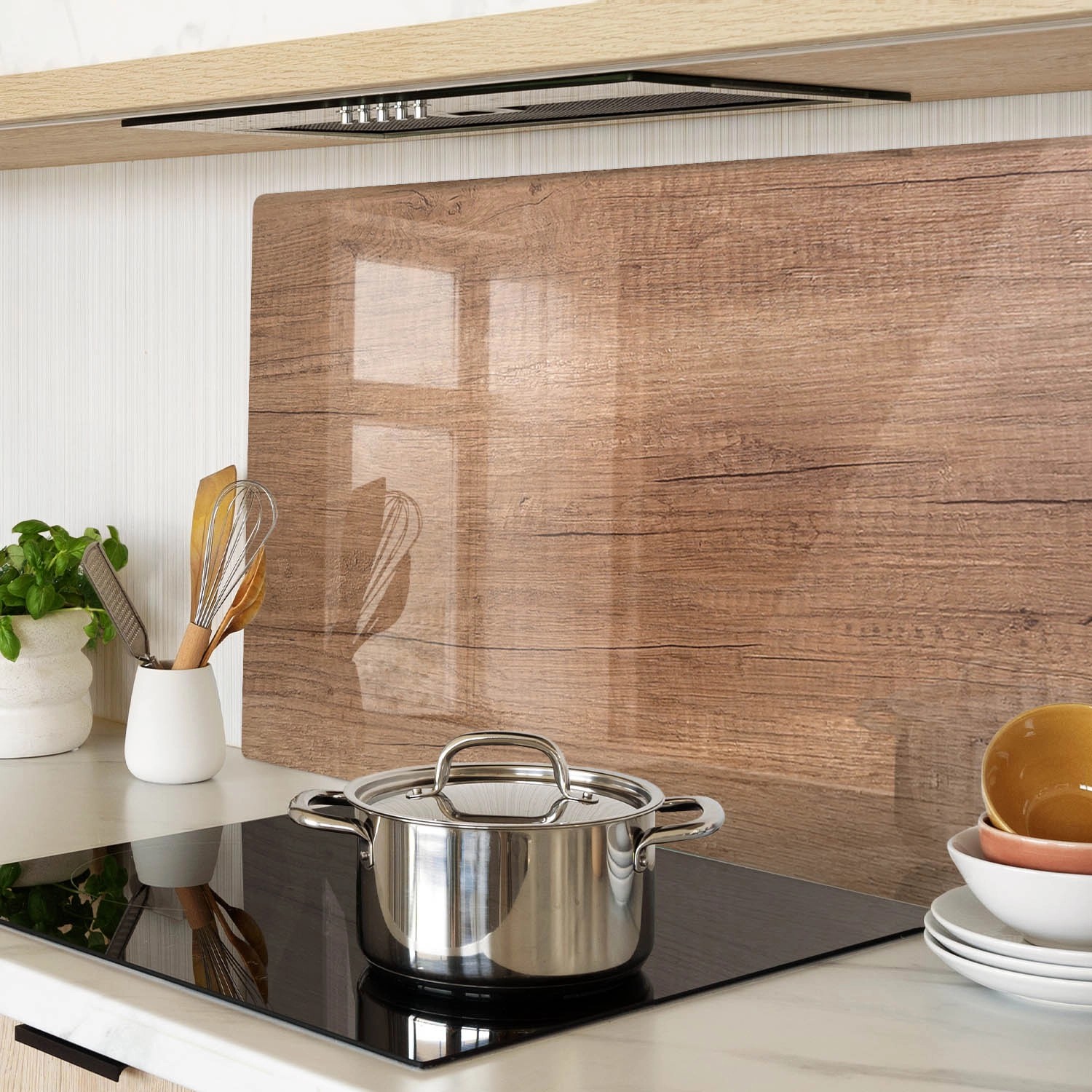 Tulup Herdabdeckplatte 80x52 cm Schneidebrett Glas Schutzplatte Küchenutensilien Spritzschutz Abdeckung Holz_2