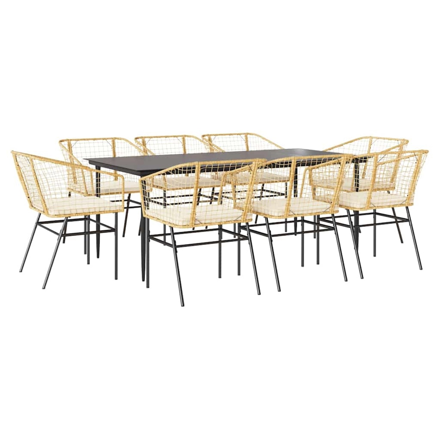 vidaXL 9-Tlg Garten-Essgruppe mit Kissen Braun Poly Rattan Glas 3334512 günstig online kaufen