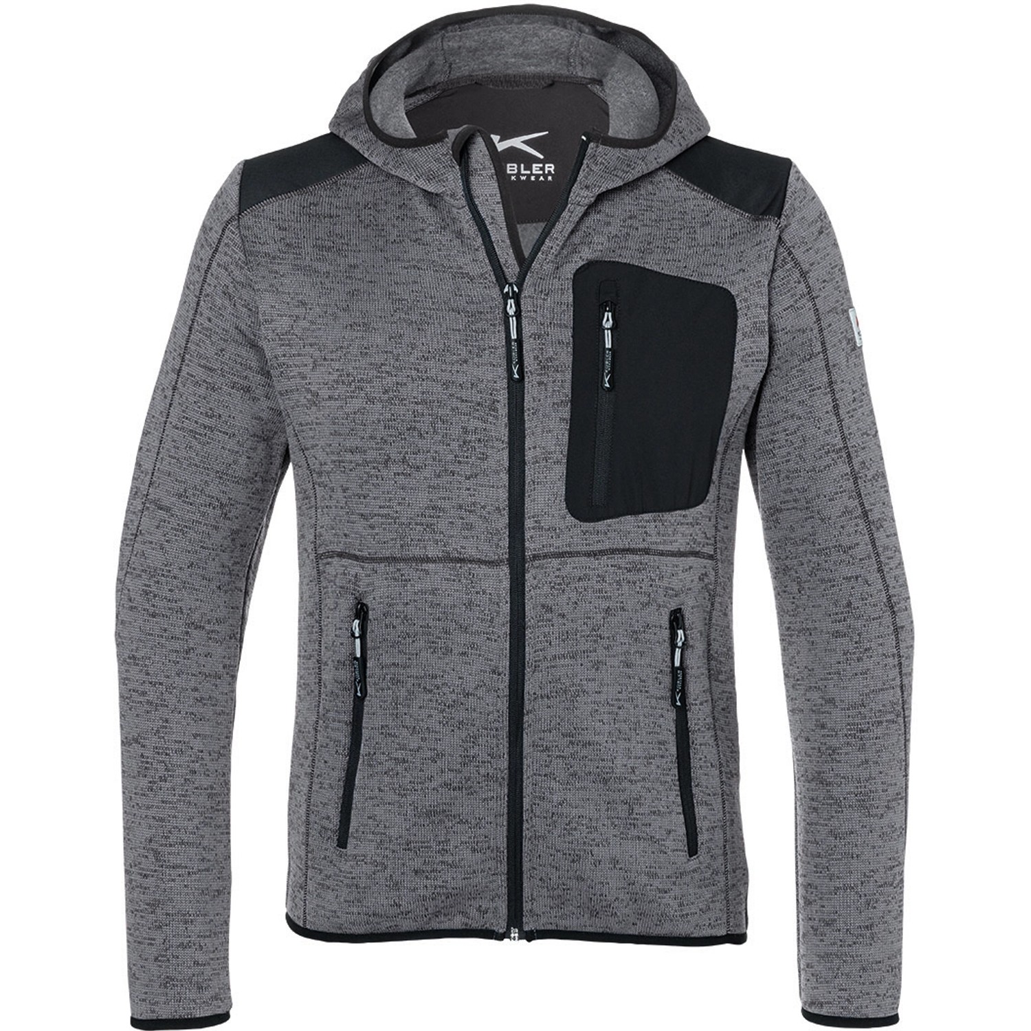 Kübler Workwear Strickjacke Light Mittelgrau/Schwarz Gr. M