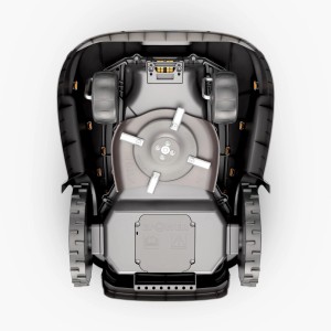 Stiga Mähroboter A750, Ansicht von unten mit Messer und Rädern. Geeignet für bis zu 900 m².