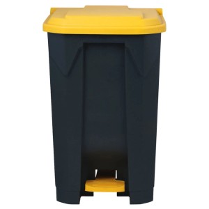 Gelber KARAT Mülleimer Olaf, 50 Liter Tretmülleimer aus Kunststoff für Bad, Küche & Büro.