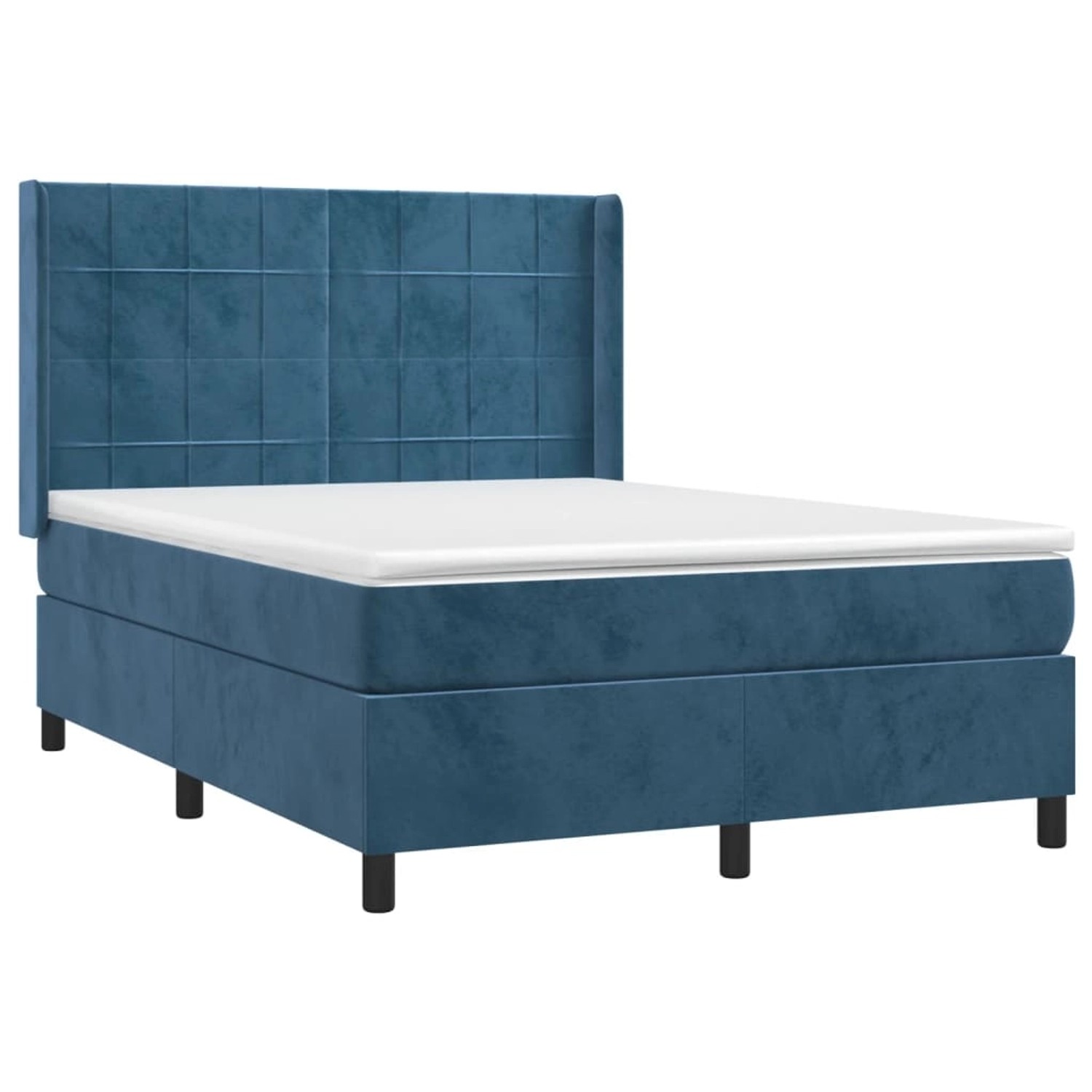 vidaXL Boxspringbett mit Matratze & LED Dunkelblau 140x200 cm Samt 3139569 günstig online kaufen