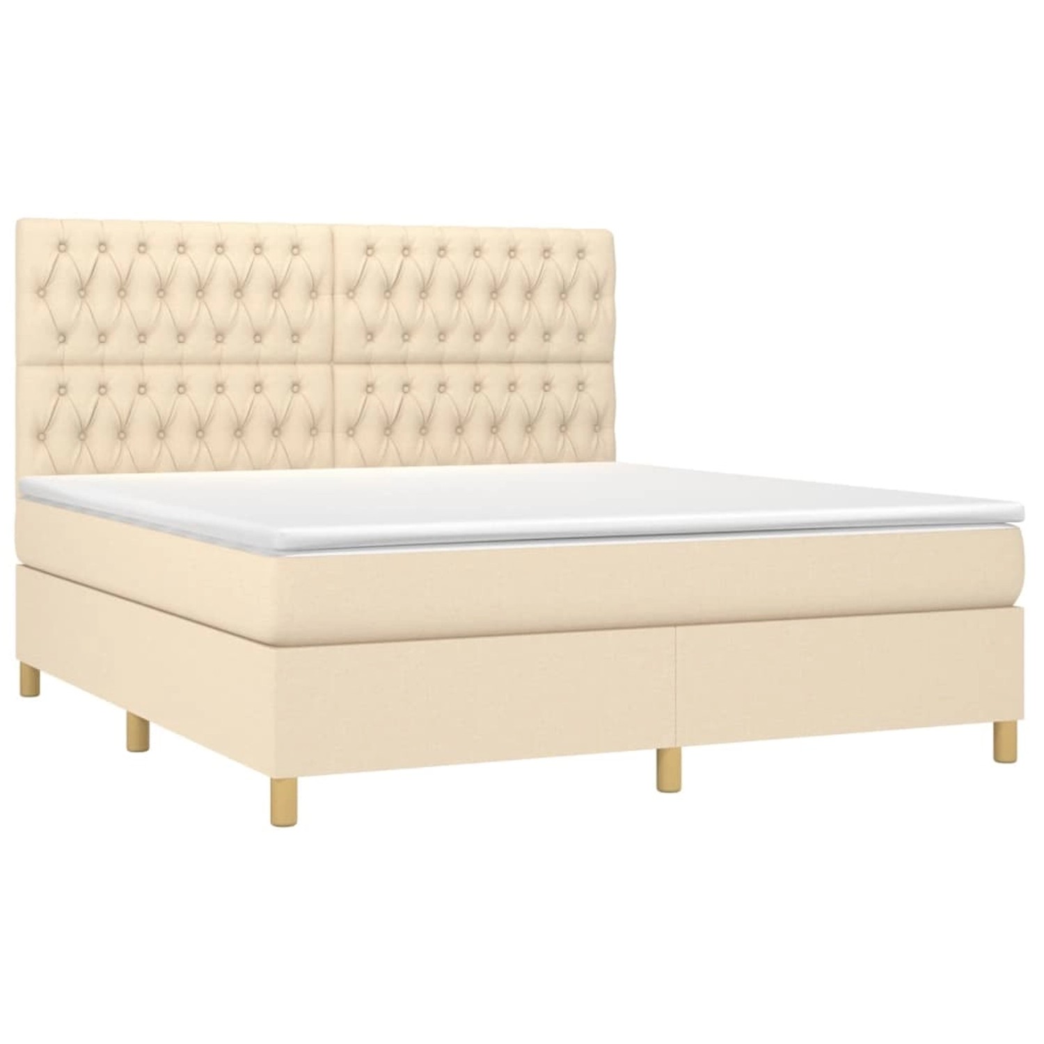 vidaXL Boxspringbett mit Matratze & LED Creme 180x200 cm Stoff 3135698 günstig online kaufen