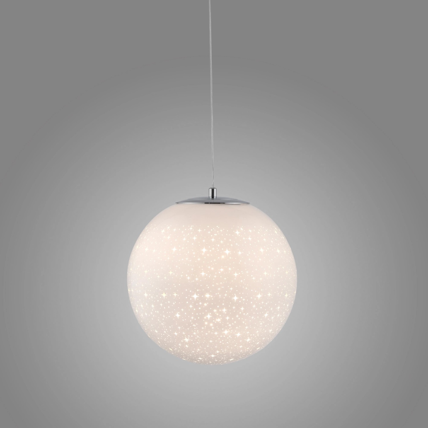 Paul Neuhaus Bolo LED-Pendelleuchte, 1-flammig, Chrom, mit Sternenhimmel-Optik.
