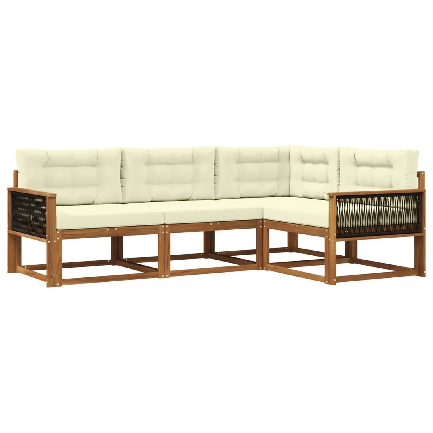 vidaXL Outdoor-Sofagarnitur mit Kissen 4 Stk Natur und Creme 3382523