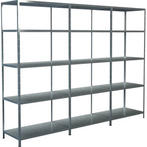 Schulte Regal-Set: 1 Steckregal und 2 Anbauregale, 200x260x50 cm, verzinkt.