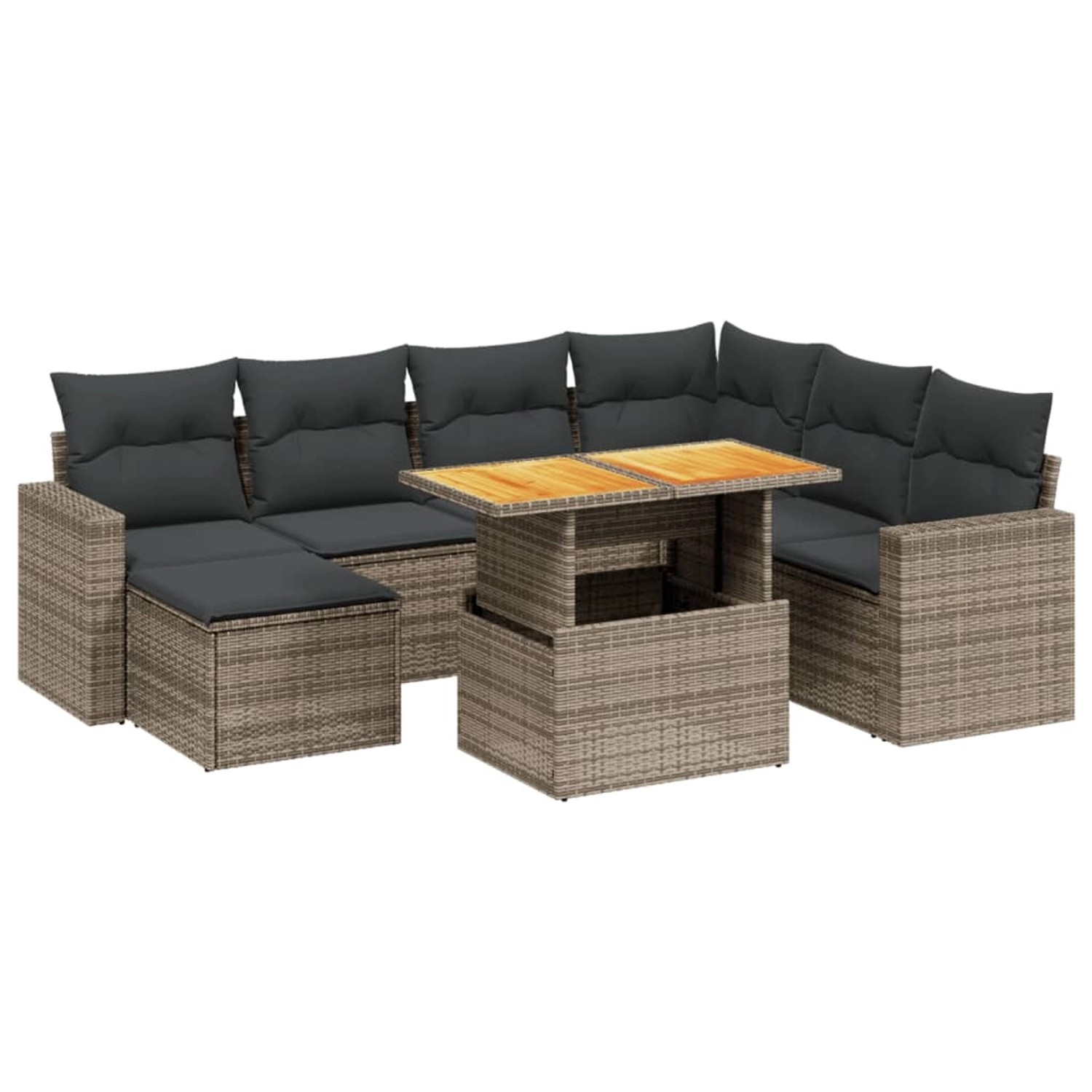 vidaXL 8-Tlg Garten-Sofagarnitur mit Kissen Grau Poly Rattan 3275608 günstig online kaufen