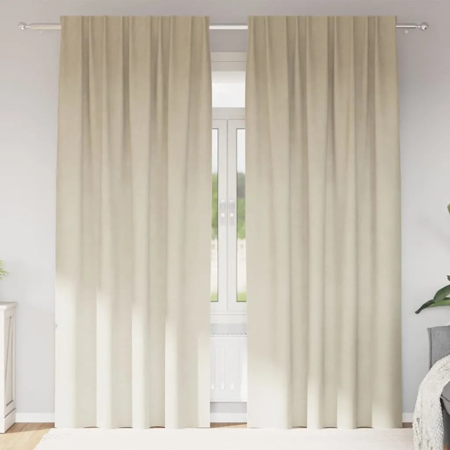 vidaXL Vorhänge 2 Stk Creme 140 x 260 cm Samt 4107187_2