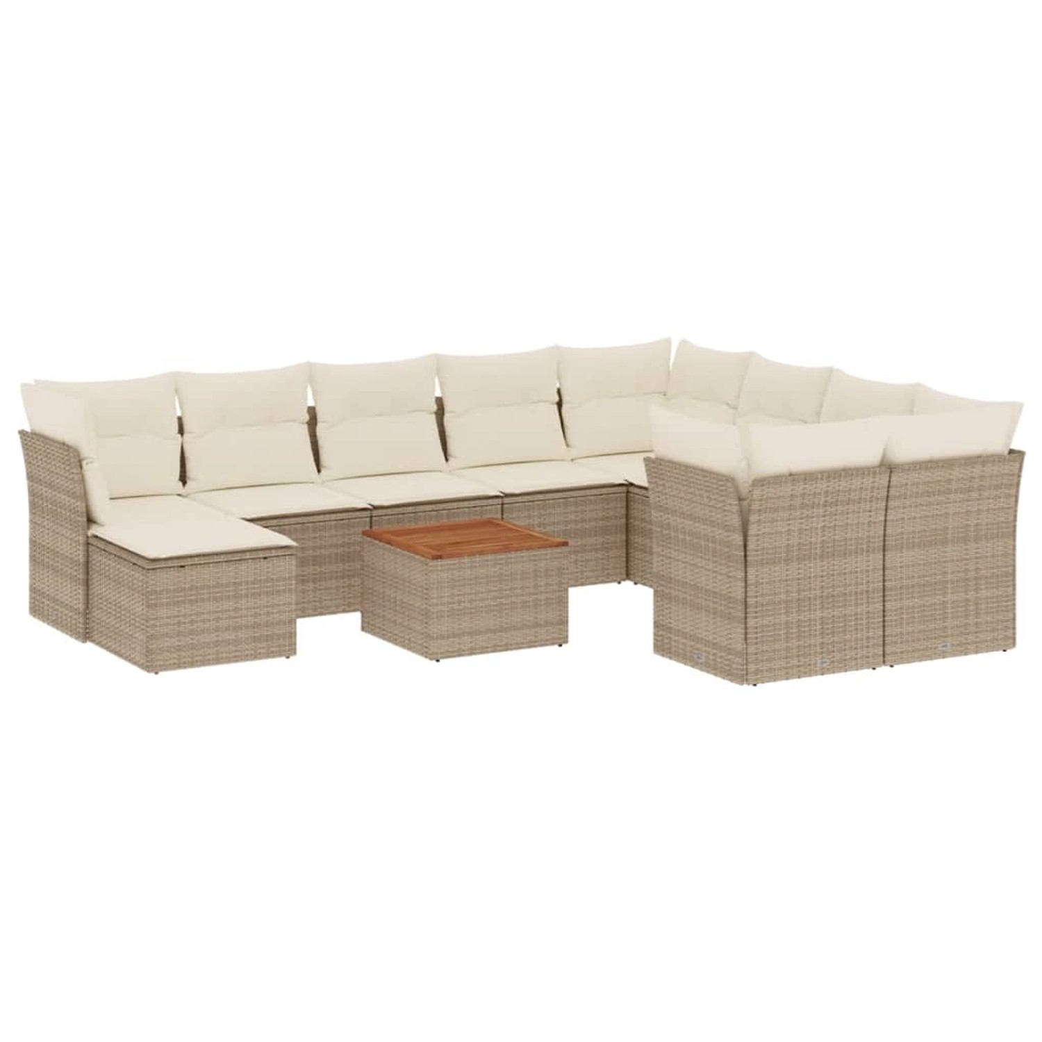 vidaXL 11-Tlg Garten-Sofagarnitur mit Kissen Beige Poly Rattan 3256303 günstig online kaufen