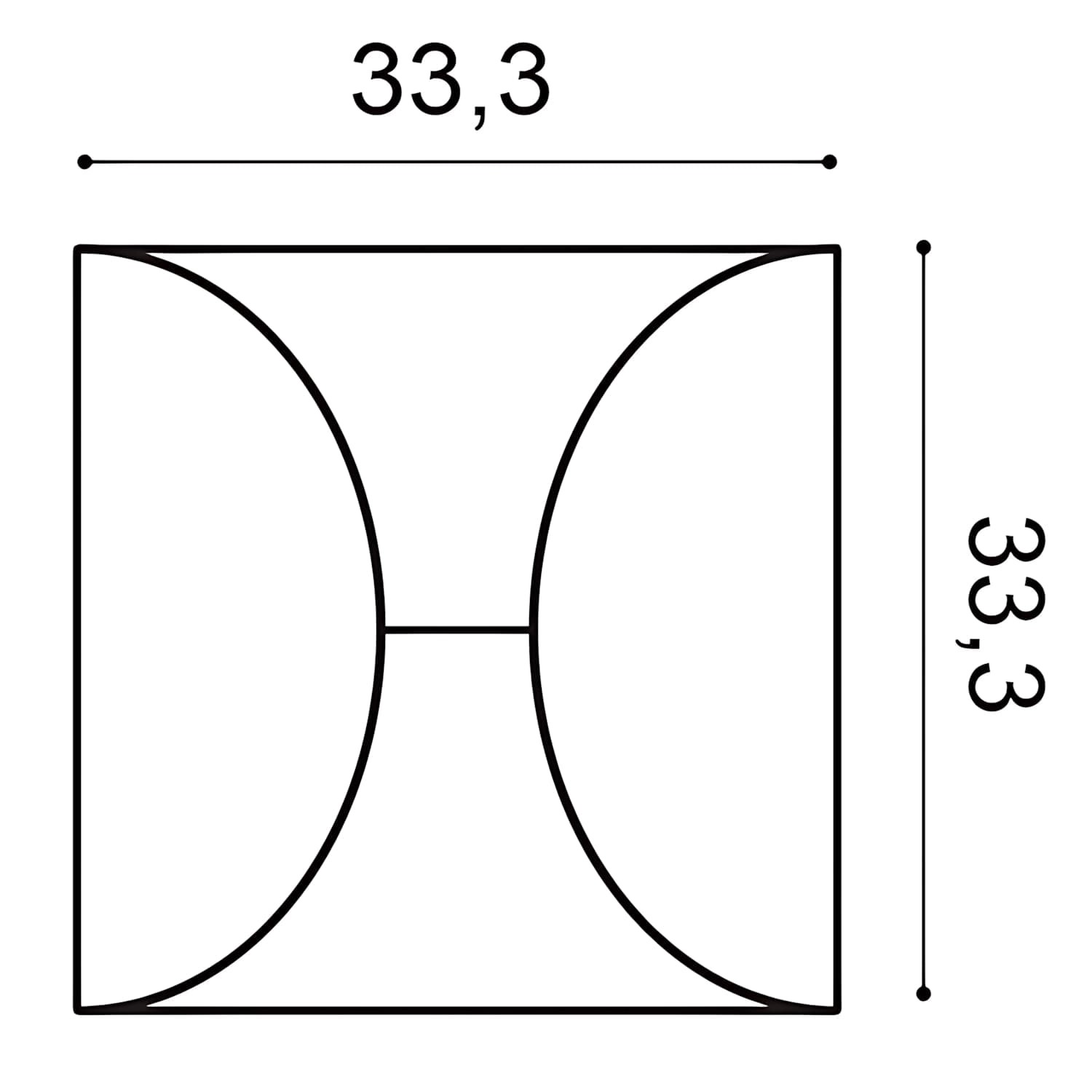 Detailzeichnung ORAC DECOR W107-Box MODERN 3D Wandpaneel, Maße 33,3x33,3 cm.