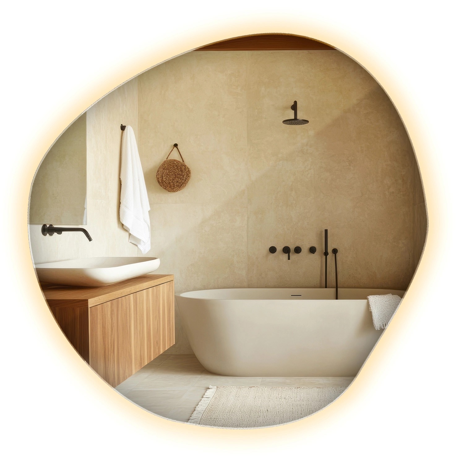 Tulup LED-Lichtspiegel 97 x 96 cm Badezimmerspiegel Industrieller Wandspieg günstig online kaufen