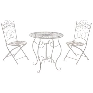 DELUKE Balkonset Bistroset FUVER Metall Weiß 40x50x92cm Gartenmöbelset 2 Personen Metall Vintage Balkonmöbel Set Terrassenmöbelset