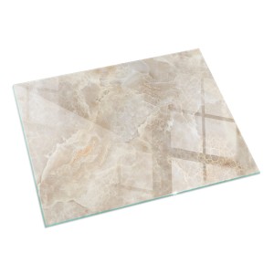 Tulup Glasplatte für Kamin Steinmuster Glasplatte unter Kamin Rechteck 120x80 cm Beige Glasplatte für Kamin Funkenschutzplatte aus Glas