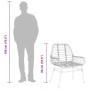 Abbildung eines vidaXL Gartenstuhls aus Poly Rattan mit Maßangaben, Teil eines 9-teiligen Esszimmersets.