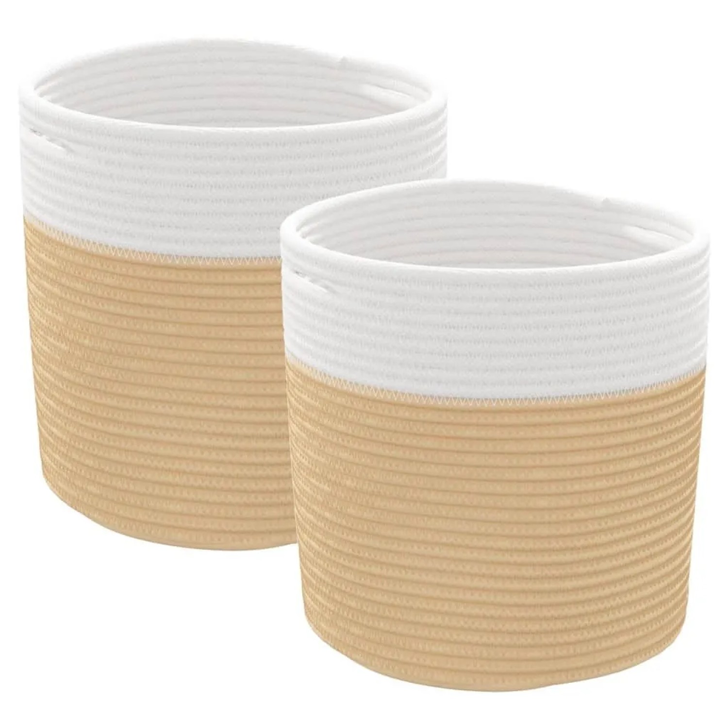 vidaXL Aufbewahrungskörbe 2 Stk Beige und Weiß Ø28x28 cm Baumwolle 358459
