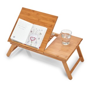 Zeller Betttablett aus Bambus mit Leseklappe, ideal für Frühstück im Bett oder als Laptop-Tisch.