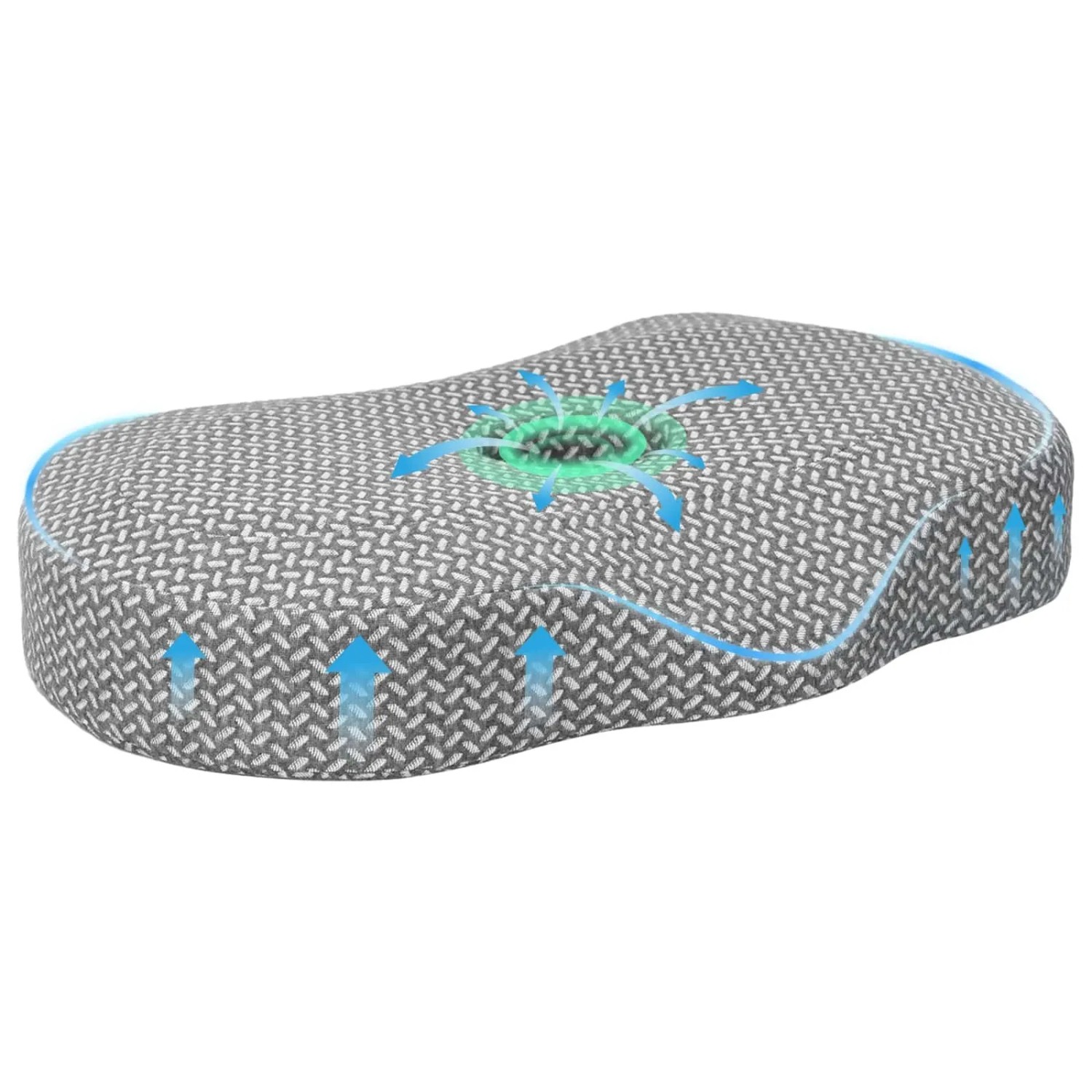 vidaXL Nackenstützkissen mit Kissen Grau 53 x 34,5 x 10,5 cm Polyester 42012697