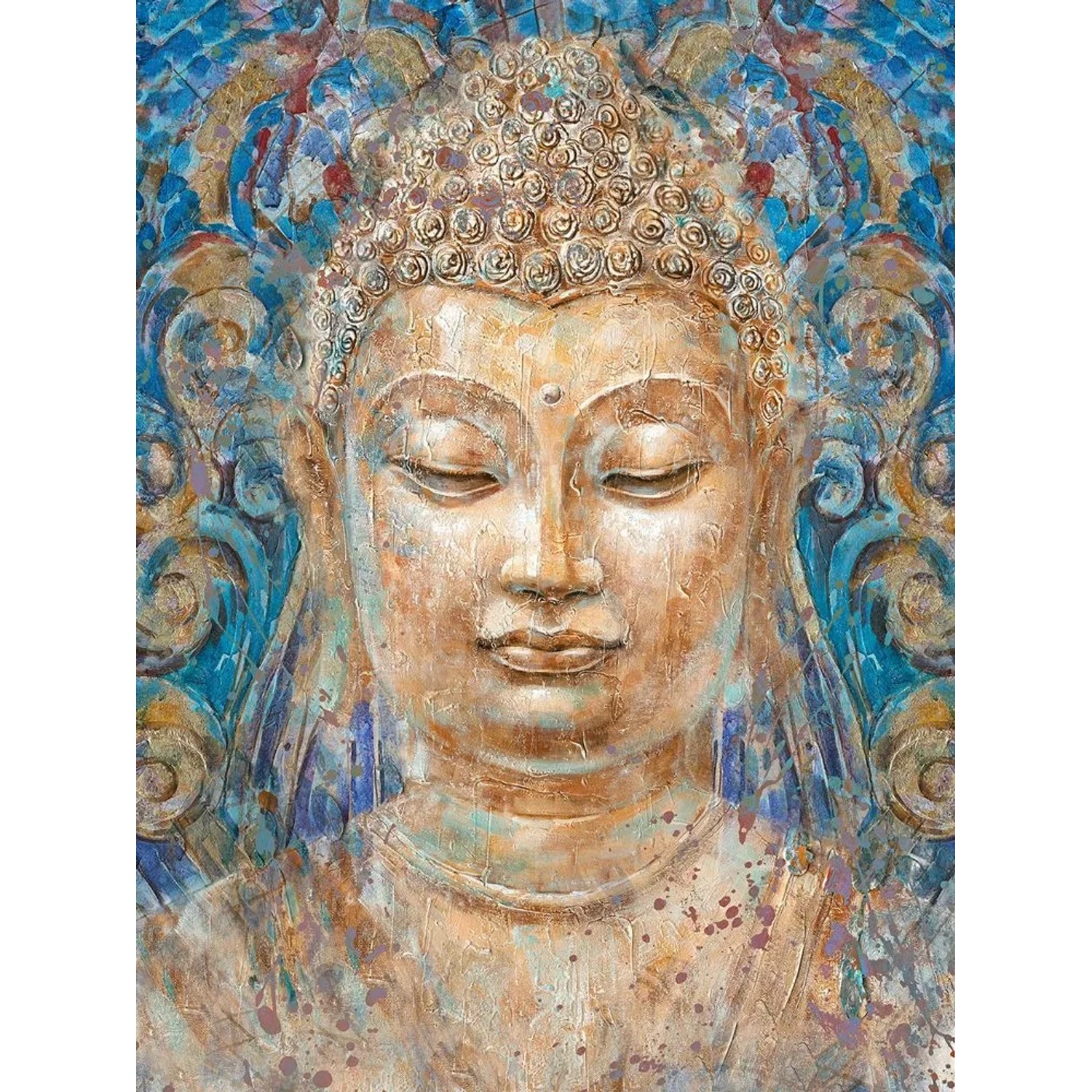 Art Universe Leinwandbild Golderner Buddha 90 x 120 cm
