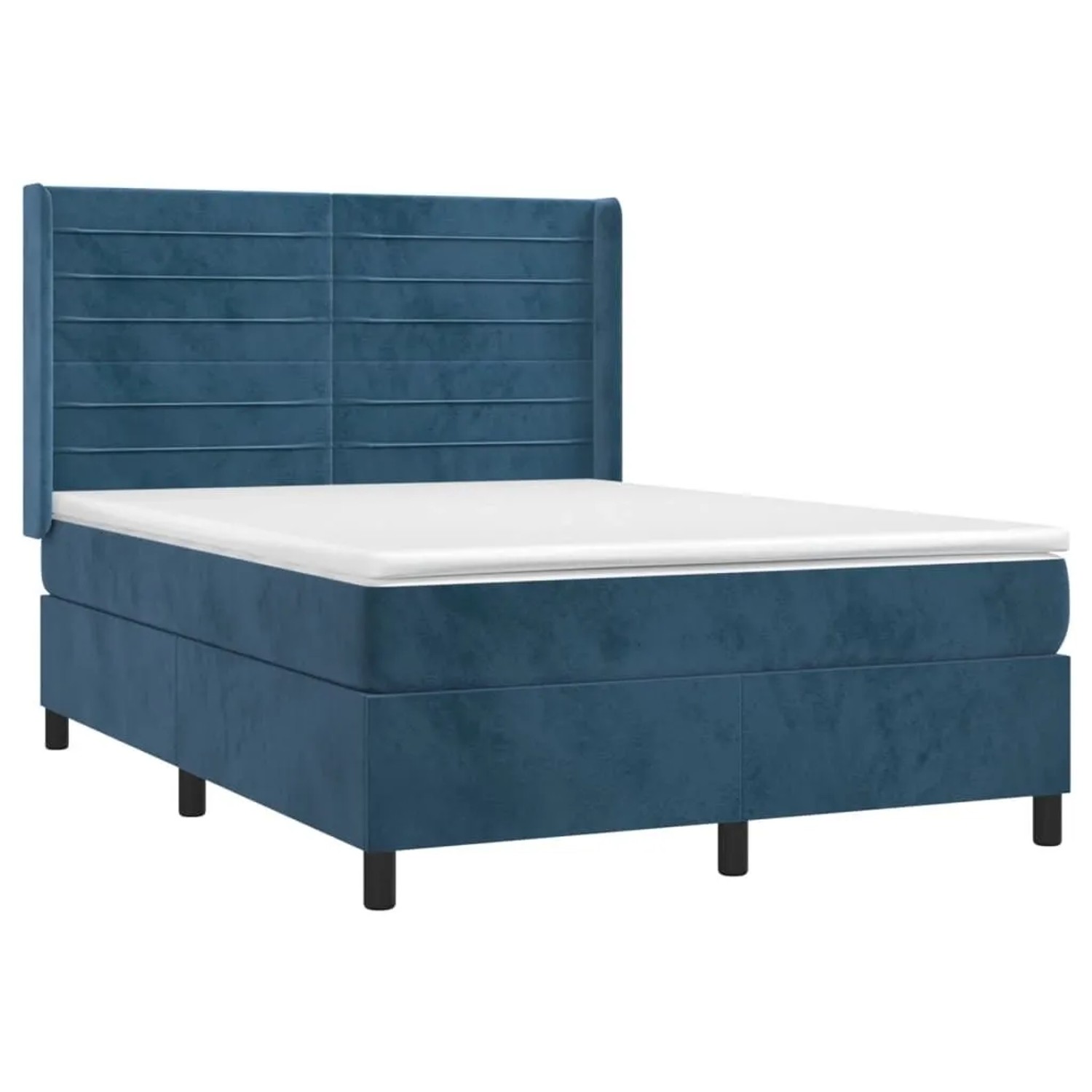 vidaXL Boxspringbett mit Matratze & LED Dunkelblau 140x200 cm Samt 3139629