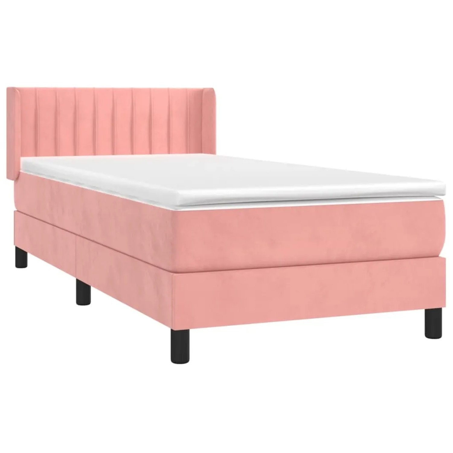 Rosa vidaXL Boxspringbett (90x190 cm) mit Matratze und Samtbezug.