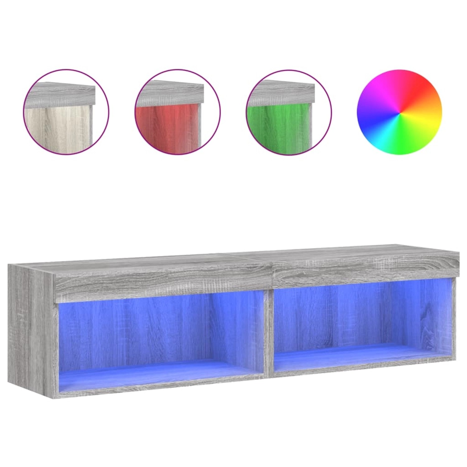 vidaXL TV-Schränke mit LED-Leuchten 2 Stk. Grau Sonoma 60x30x30 cm günstig online kaufen