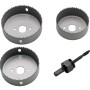 LUX Lochsäge-Set, 4-teilig, mit 3 Lochsägen und Aufnahmeschaft mit Zentrierbohrer.