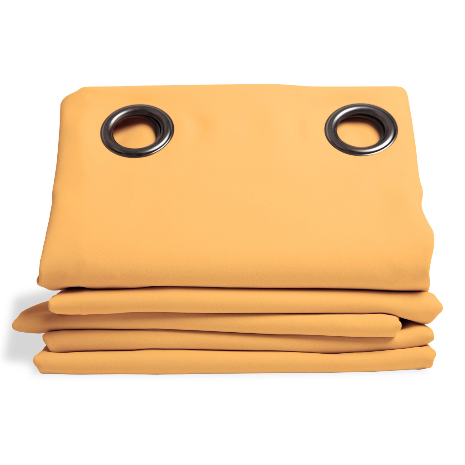 Gelber Moondream Verdunkelungsvorhang, 260x145 cm, mit Ösen, gefaltet.