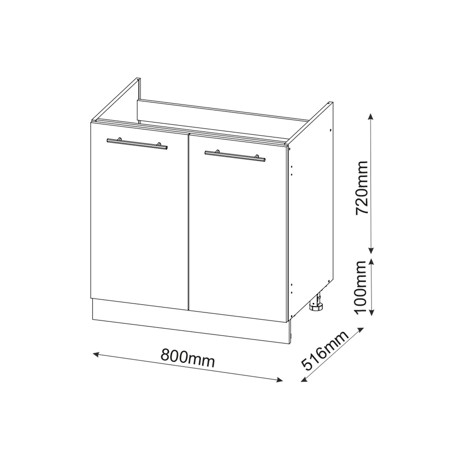 Vicco Spülenunterschrank Fame-Line, 80 cm, Weiß Landhaus/Anthrazit, Küchenschrank