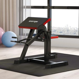 SPORTNOW Beinstrecker, Stahl/Kunstleder, schwarz. Fitnessgerät für Bizeps-Curls und Trizeps-Extensions.