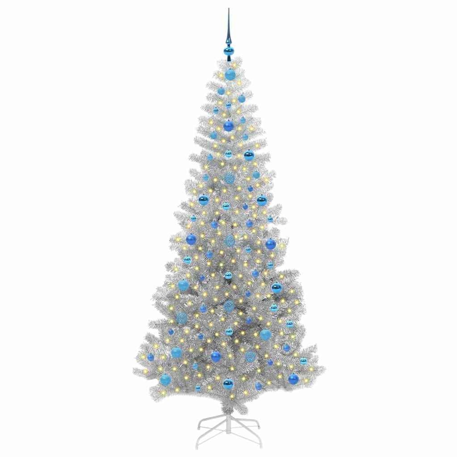 vidaXL Weihnachtsbaum mit 300 LEDs mit Ständer Silber 210 cm PET 3396690